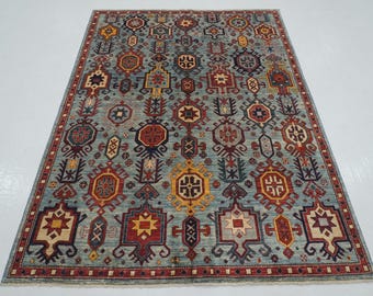 Tappeto anatolico in lana annodato a mano – 147 x 201 cm, blu, modello Oushak