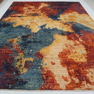 9x12 Multicolor Modern Abstract Rug - Afghan Hand knotted Veg dyes wool Contemporary rug - Rugs for living room - bedroom Rug
