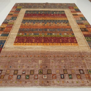 8x12 Brown Tribal Gabbeh Rug - Afghan Persian Style Kashkuli Hand knotted Wool Area Rug - Rugs for living room - Bedroom Rug - 8&#39;3&quot;x11&#39;5&quot;