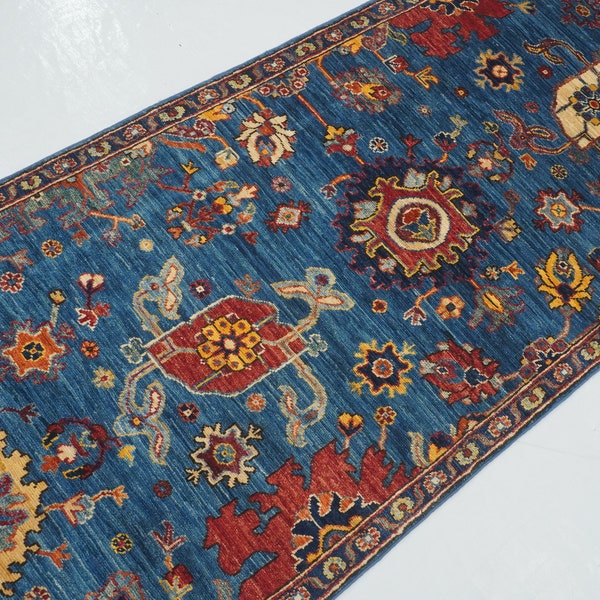 14 Ft Bidjar Runner Rug - Dark Blue Afghan hand knotted Veg Dyes Wool Oriental Runner Rug - Hallway Runner - Long runner rug  - 2'7x13'7