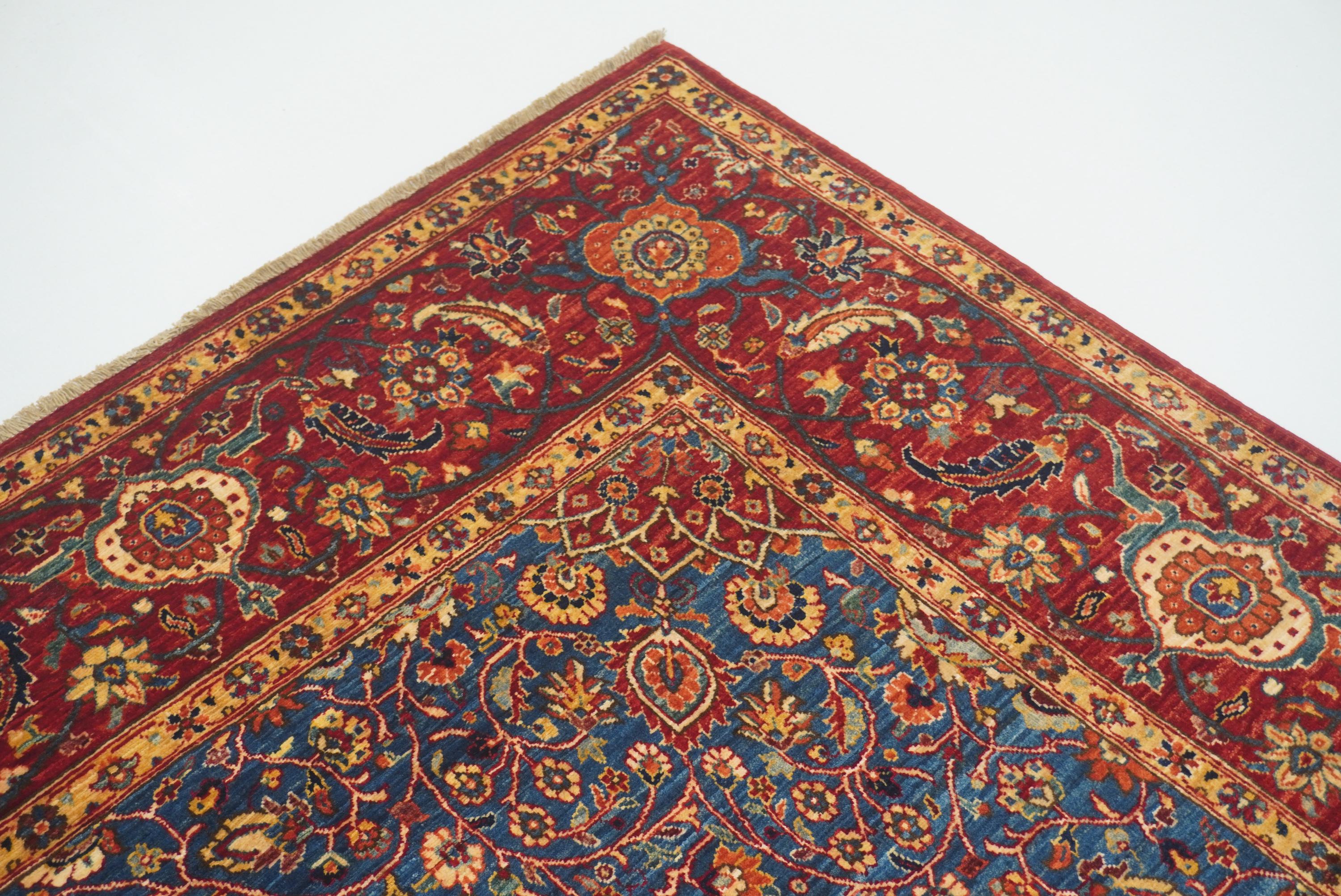 赤いウールラグ 手織り 7'9