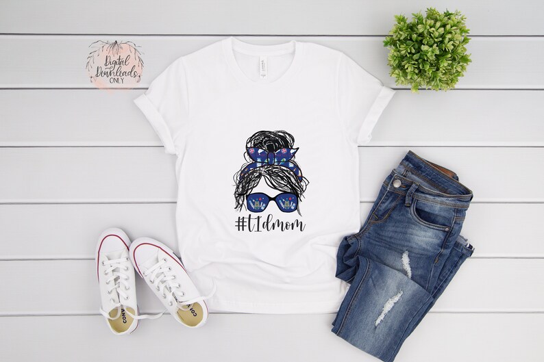 Type 1 Diabetes Mom Sublimation Transfer Graphic | Messy Bun, Diabetes, Diabetes Awareness, Instant Download, PNG File, Digital Download image 6