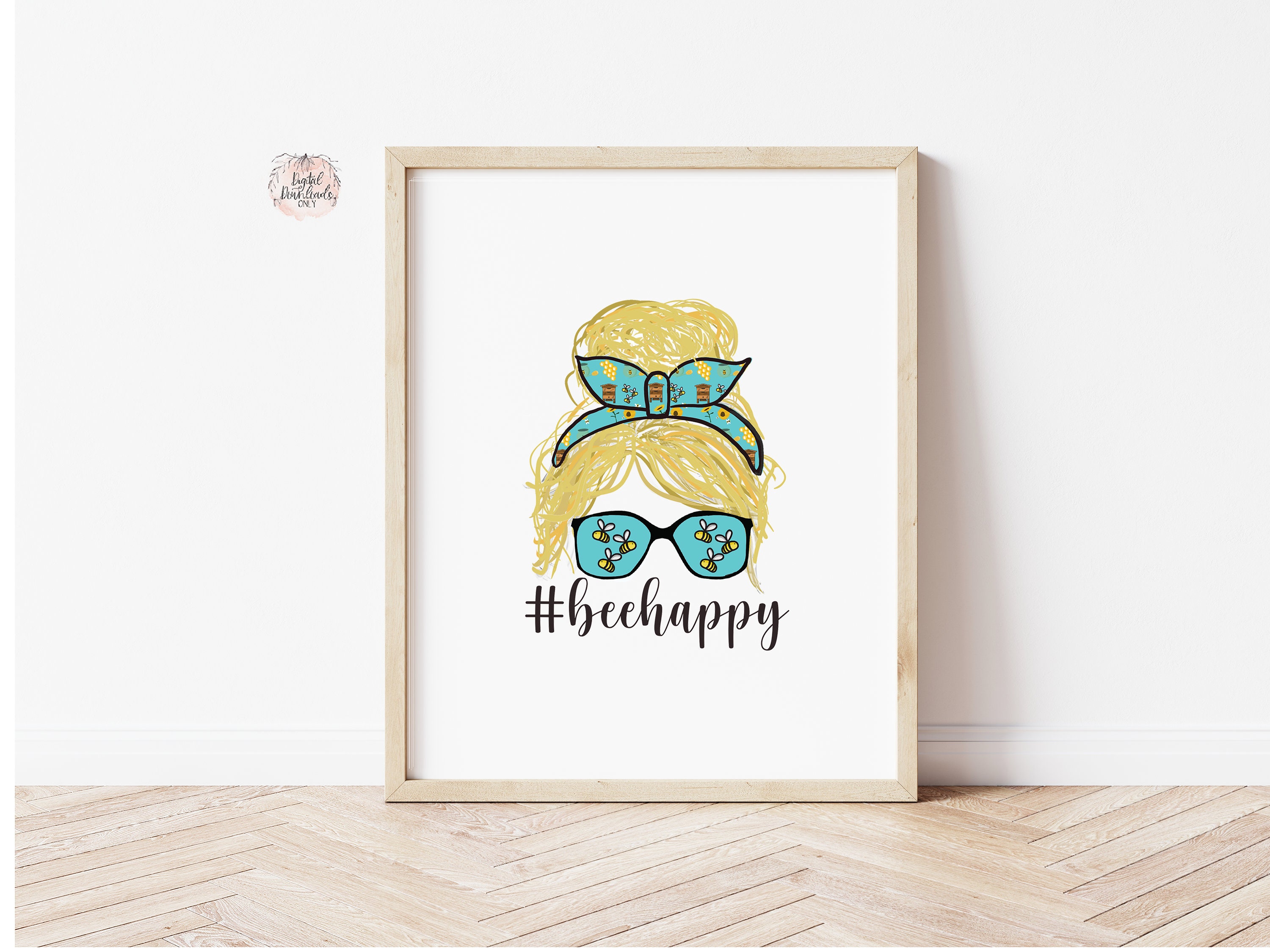 Bee Happy Sublimation Transfer Graphic | Blonde Messy Bun, Be Happy,  Honeybee, Bees, Instant Download, PNG File, Digital Download