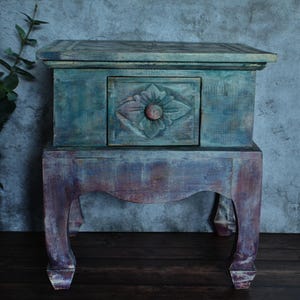 Bedside table nightstand boho chalk paint