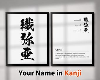 Custom Kanji Name Art Set – Japanese Calligraphy, Definition (Digital Download)