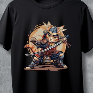 Japanese Cat Samurai Armor Tee: Perfect Gift for Cute Cat Lovers - Unique, Stylish, and Adorable!