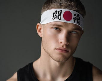 Diadema con kanji japonés: diadema para artes marciales con protección solar UPF50+