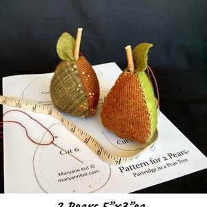 Pears Applique Kit, Wool Applique Kit, Pear Christmas Ornaments, Pear Christmas Ornaments