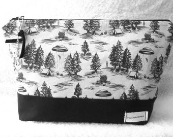 UFO Project Bag, Alien Abduction Theme Bag, Travel Bag, Cosmetic Bag