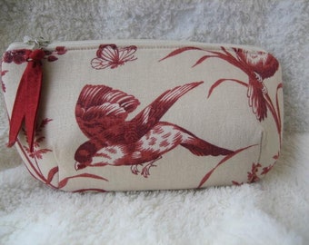 bag, clutch, makeup/sundry, French General Rouenneries Bird Fabric, zippered and lined