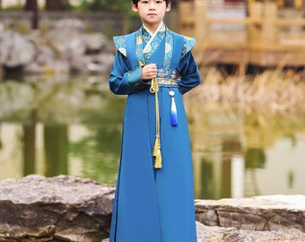 Children's Hanfu Chinese School Uniforms Primary Student Performance Costumes Boys' Recitation Performance Costumes