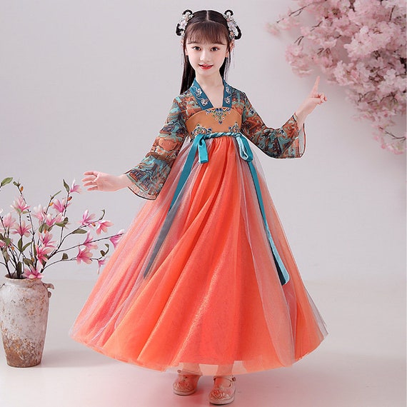 Girls ancient Chinese clothing season Chinese style childrens clothing baby  Ru skirt long sleeve childrens Tang clothing super fairy ancient style
