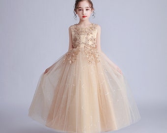 Children's Long Wedding Dress Fluffy Mesh Princess Skirt Children's Clothing