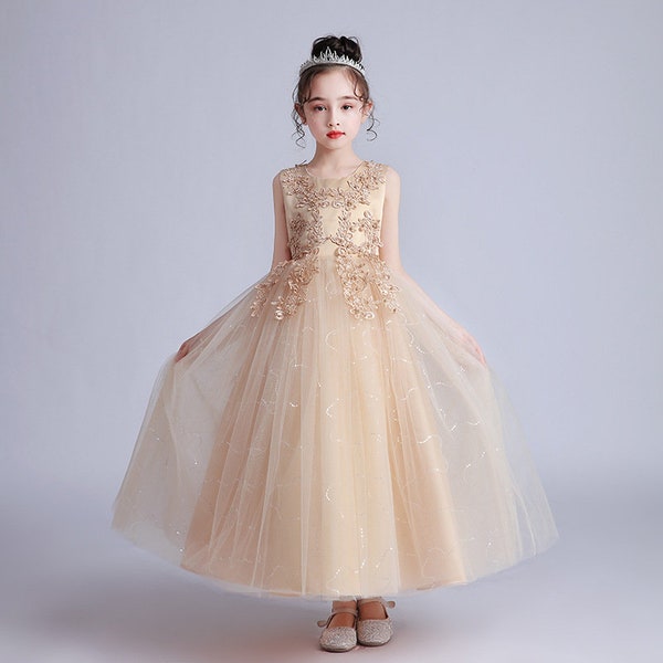 Robe de mariée longue pour enfants Fluffy Mesh Princess Skirt Vêtements pour enfants