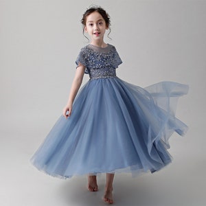 Children's Dress 2023 New Fluffy Gauze Piano Performance Host Dress Catwalk Lolita Girl Princess Dress