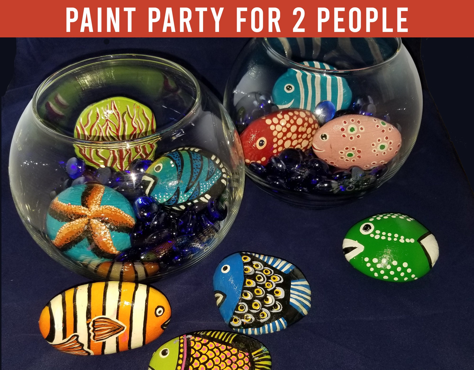 Paint Party 2 or more Painted Rock Fish Bowl Paint Party Etsy