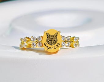 Custom Cat Keepsake Ring, Pet Memorial Gift, Handmade Pet Jewelry, Sterling Silver Ring,Christmas Gift