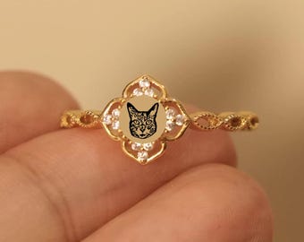 Vintage Pet Nose Print Ring, Pet Memorial, Sterling Silver Jewelry, Pet Loss, Birthday Gift