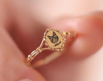 Custom Pet Keepsake Ring, Pet Engraved Ring, Sterling Silver Jewelry, Cat Memorial Gift, Handmade Gift For Her, Christmas Gift
