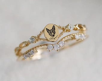 Custom Pet Memorial Ring, Birthstone Ring, Handmade Jewelry, Pet Keepsake, Sterling Silver