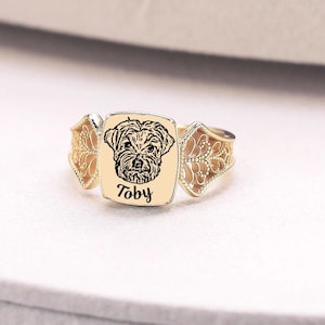 Personalized Dog Memorial Ring, Pet Photo Ring, Pet Statement Ring, Pet Keepsake Gift, Custom Pet Jewelry, Birthday Gift For Her