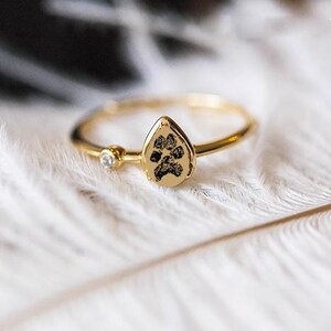 Custom Paw Print Ring, Pet Keepsake Ring, Sterling Silver Jewelry, Handmade Gift For Her