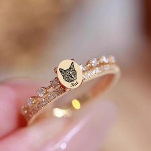 Custom Pet Memorial Ring, Pet Picture Ring, Personalized Jewelry, Sterling Silver Ring, Pet Memorial, Pet Gift For Her, Pet Loss