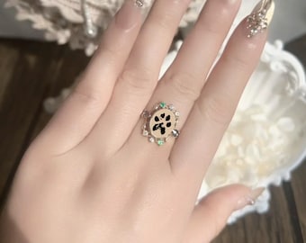 Anello vintage con impronta di zampa, anello commemorativo per animali domestici, ricordo per animali, gioiello in argento sterling