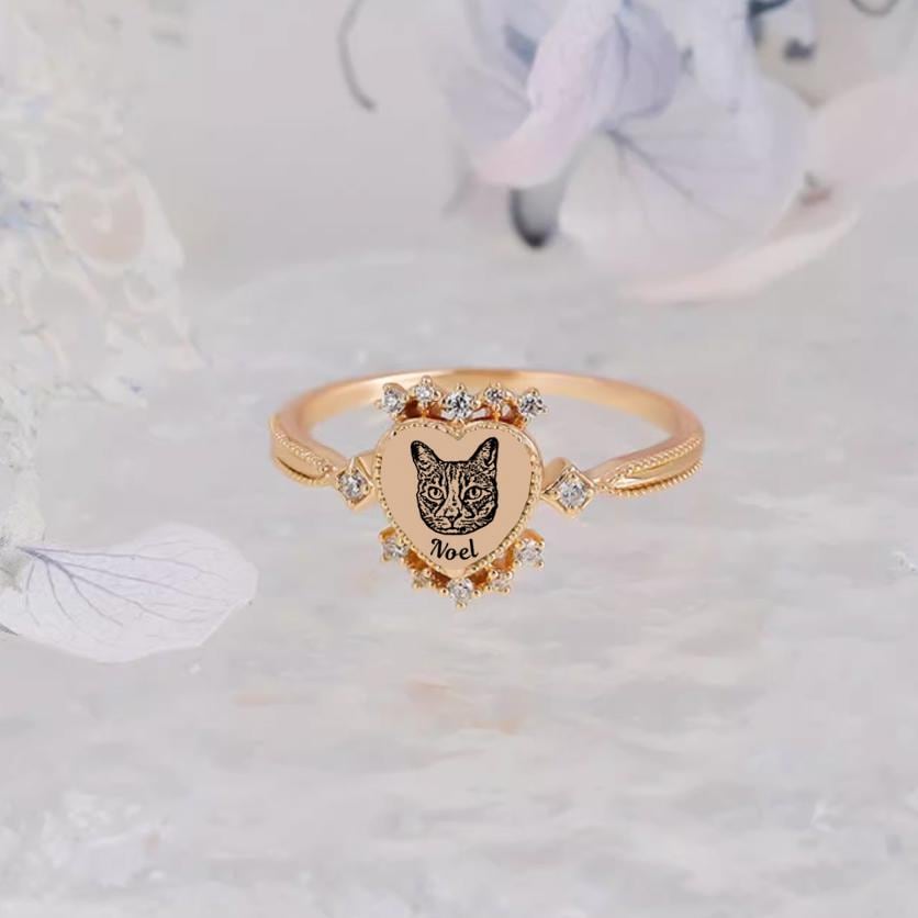 Custom Pet Keepsake Ring, Pet Memorial Ring, Personalized Pet Jewelry For Women, Dog Cat Memorial Gift, Birthday Gift