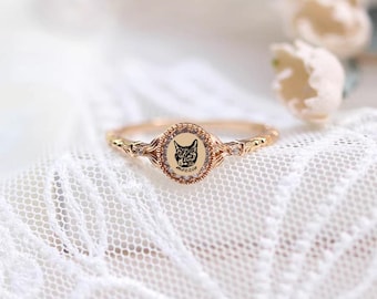 Vintage Pet Memorial Ring, Birthstone Ring, Sterling Silver, Pet Keepsake, Cat Gift, Pet Loss