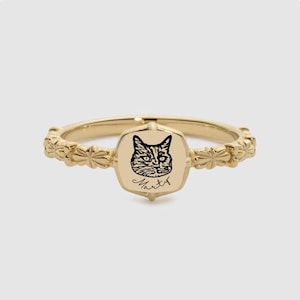 Vintage Cat Memorial Ring, Pet Keepsake Ring, Personalized Jewelry, Pet Memorial Gift, Dog Jewelry, Gift For Her Pet Loss