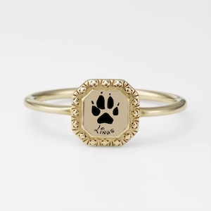 Custom Pet Keepsake Ring, Paw Print Ring, Sterling Silver Ring, Pet Memorial Gift, Pet Gift, Personalized Pet Jewelry
