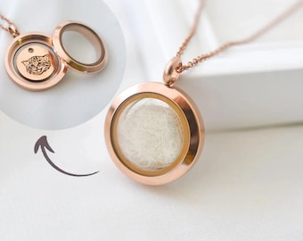Custom Cat Hair Keepsake, Pet Fur Locket Necklace, Dog Hair Memorial , Personalized Gifts For Her Pet Loss, Christmas Gift