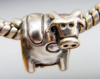 Handmade Dairy Cow Moo Farm Animal Pet European silver Bead Charm Spacer Fits DIY Jewelry Bracelet Necklace A61