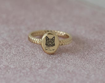 Vintage Pet Memorial Ring, Dog Engraved Ring, Pet Tribute, Custom Pet Jewelry, Gift For Her