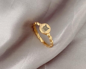 Aangepaste herdenkingsring kat, sterlingzilveren sieraden, huisdier gedenkteken, verjaardagscadeau