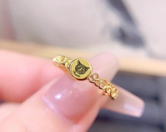 Anillo personalizado con foto de mascota, anillo de plata de ley, regalo conmemorativo para mascotas, regalo para ella.