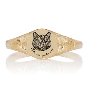 Vintage Pet Memorial Ring, Cat Portrait Ring, Personalized Pet Jewelry, Dog Memorial Gift, Handmade Jewelry, Birthday Gift