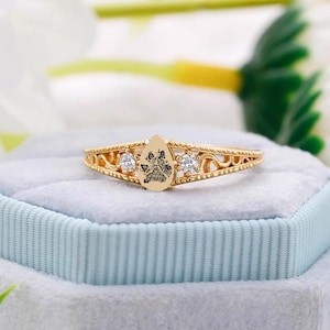 Custom Paw Pring Ring, Pet Keepsake Ring, Birthstone Rings For Women, Pet Gifts For Her, Dog Memorial, Pet Memorial Gift , Pet Loss