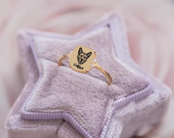Personalized Pet Memorial Ring, Dog Keepsake Ring, Pet Jewelry, Birthstone Ring, Sterling Silver Jewelry