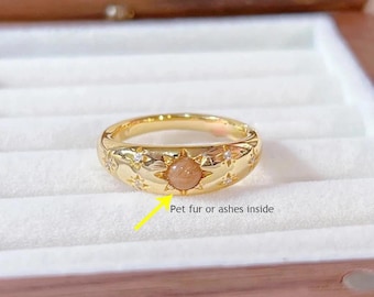 Custom Pet Hair Ring, Pet Urn Ring, Pet Ashes Keepsake, Pet Memorial ,Sterling Silver Jewelry, Gift For Pet Loss
