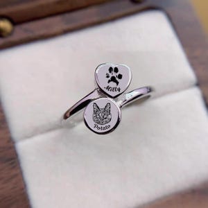 Custom Pet Memorial Ring, Pet Keepsake Ring, Handmade Jewelry, Sterling Silver Ring, Pet Gift For Her, Personalized Pet Jewelry