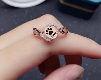 Custom Paw Print Ring, Pet Memorial Ring, Personalized Jewelry, Sterling Silver Ring, Pet Memorial, Dog Keepsake, Gift For Pet Lover