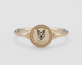 Personalisierter Haustier Ring, Haustier Erinnerungsring, Haustier Fotoring, Haustier Ring, Haustier Schmuck, Geburtstagsgeschenk für sie