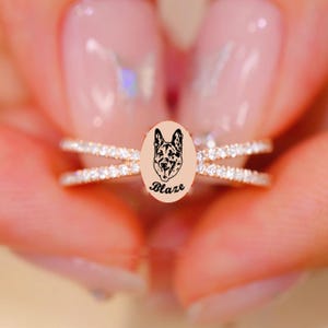 Custom Pet Portrait Ring, Pet Memorial Ring, Sterling Silver Jewelry, Pet Memorial, Dog Keepsake, Birthday Gift, Christmas Gift