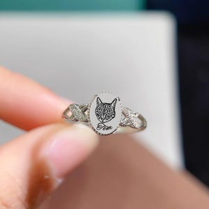 Unique Pet Memorial Ring, Cat Portrait Ring, Personalized Pet Jewelry, Dog Keepsake, Handmade Jewelry, Gift For Pet Loss