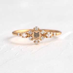 Custom Cluster Ring, Cat Memorial Ring, Personalized Dog Jewelry, Gift For Her, Pet Loss, Christmas Gift