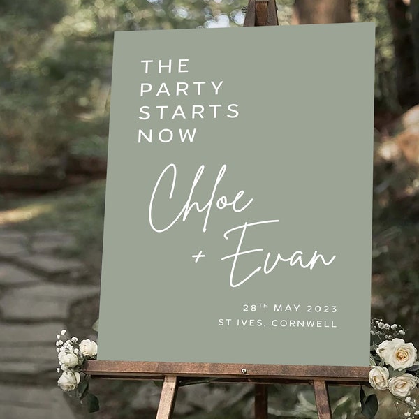 Sage Green Wedding Welcome Sign + Other Colours - Minimalist Welcome Wedding Sign, Personalised Wedding Sign - A1, A2 OR Digital