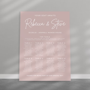 Printed Wedding Seating Chart, Table Plan, Modern Seating Chart, Printed Board, Personalised Wedding - A1, A2 OR Digital - COLOUR OPTIONS
