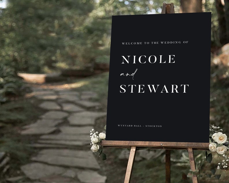 Modern Minimalist Wedding Welcome Sign: Personalized Foamex Board (A1, A2 or Digital) image 2